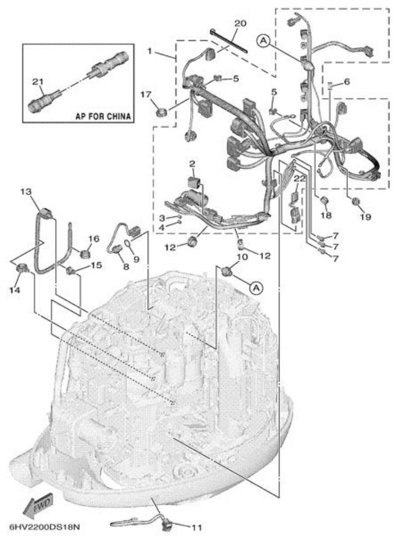 Yamaha F80DET, F90CET, F100FET ELECTRICAL 5 parts diagram